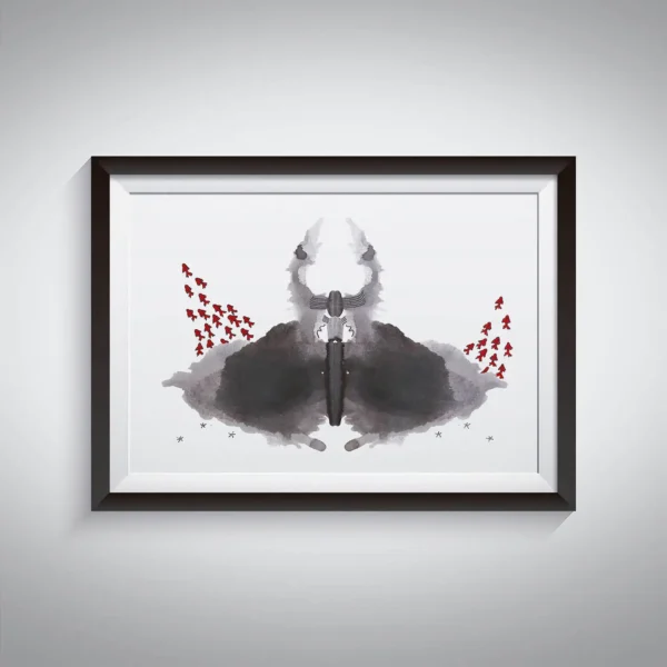 Rorschach Ink Fish Illustration Art Print