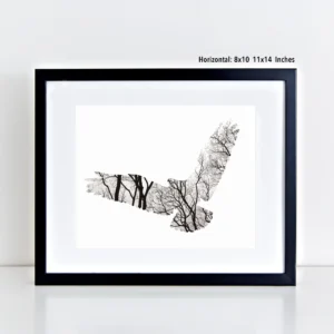 Forest Bird (Black & White Silhouette Art Print)