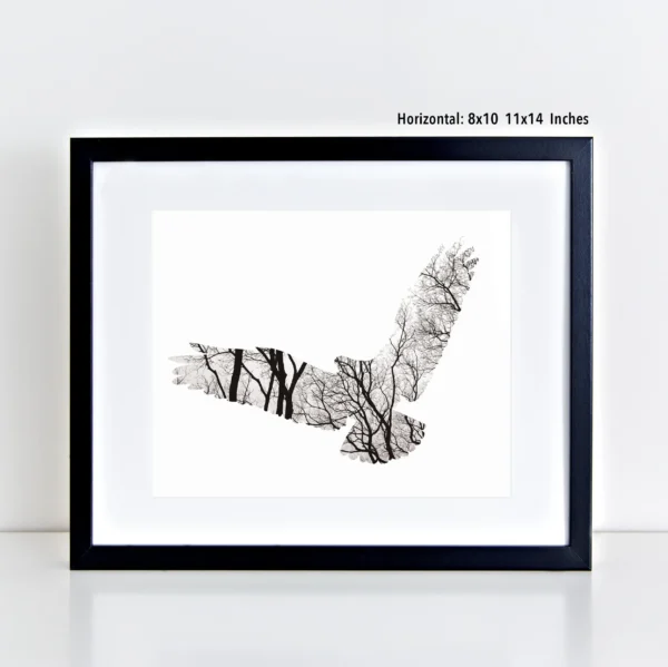 Animal Silhouette with Black and White Photo of Trees Art Prints - Image 6