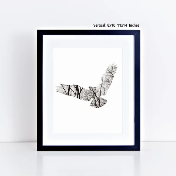 Animal Silhouette with Black and White Photo of Trees Art Prints - Image 3