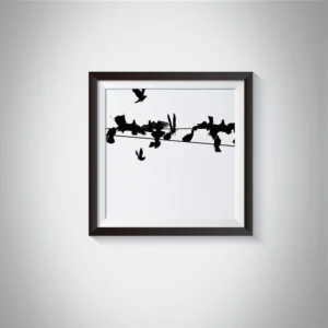 Birds on a Wire Black & White 4 Photo Art Print