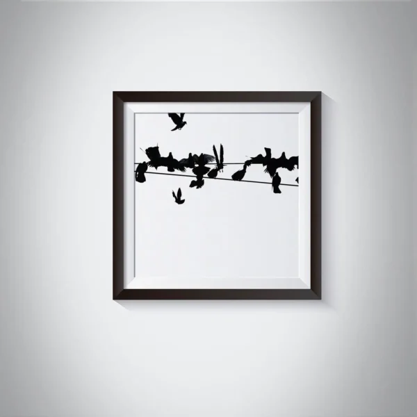 Birds on a Wire Black & White 4 Photo Art Print