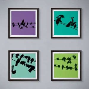 Birds on a Wire Colour 1 Photo Art Print Set of 4