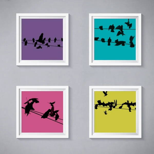 Birds on a Wire Colour 2 Photo Art Print Set of 4 - Image 8
