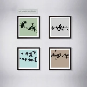 Birds on a Wire Customised Colour Photo Art Print Set of 4