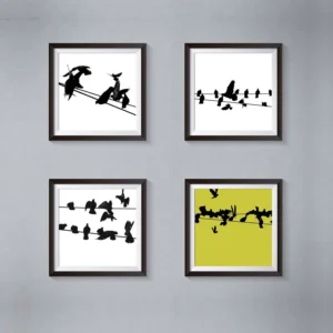 Birds on a Wire Photo Art Print Set of 4