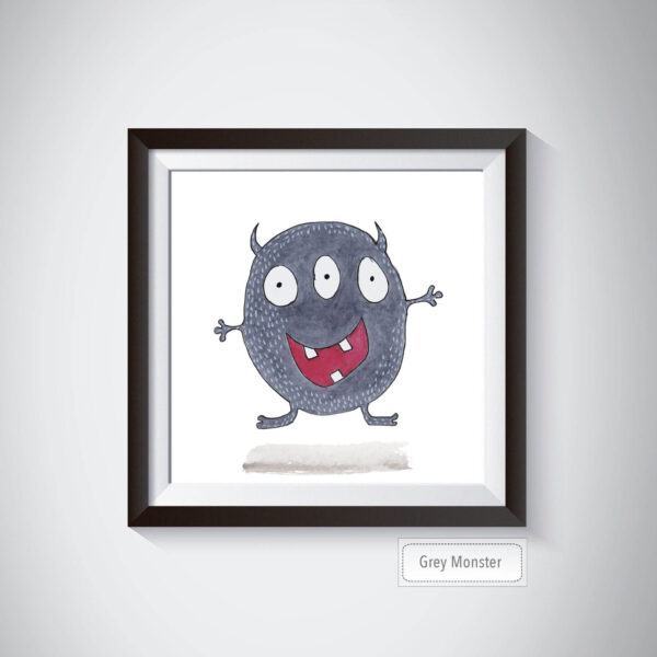 Cute little monsters, gender neutral kids room decor, 5x5 art prints - Image 3