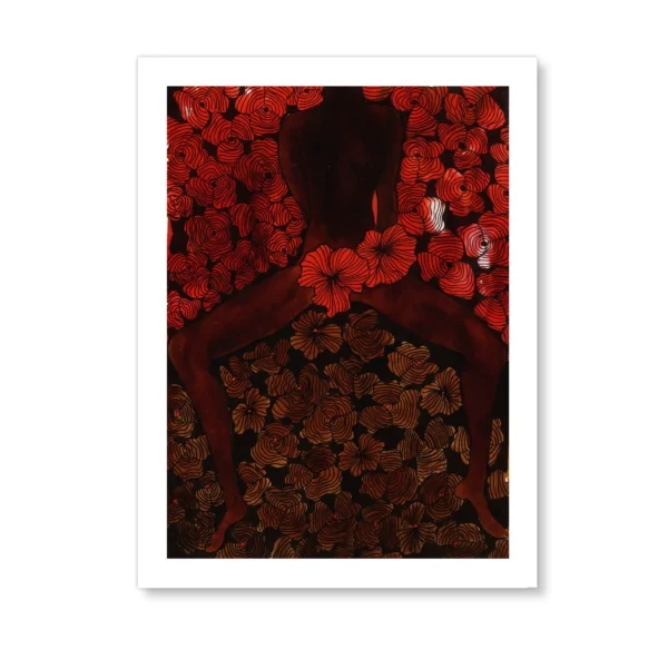 Pen & Ink Illustration Autumn Woman Frontal Art Print - Image 4
