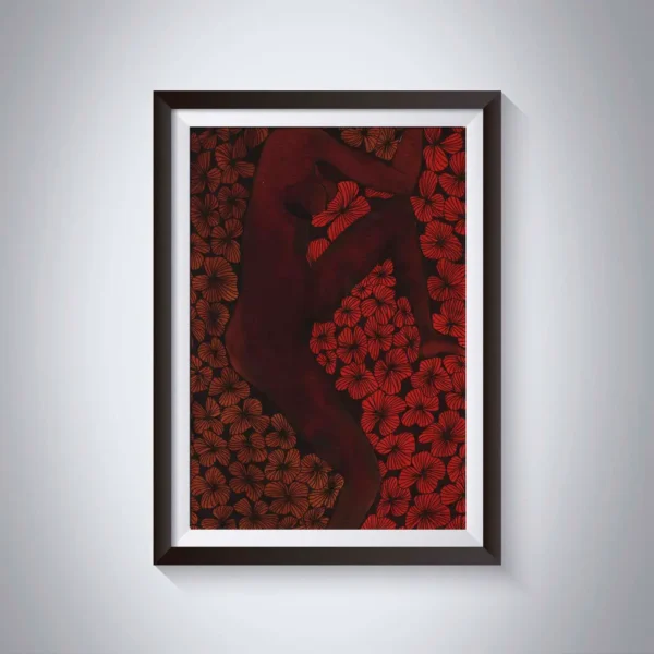 Pen & Ink Illustration Autumn Woman Profile Art Print - Image 4