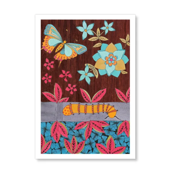 Pen & Ink Illustration Caterpillar Butterfly Metamorphosis Art Print - Image 3