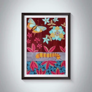 Pen & Ink Illustration Caterpillar Butterfly Metamorphosis Art Print