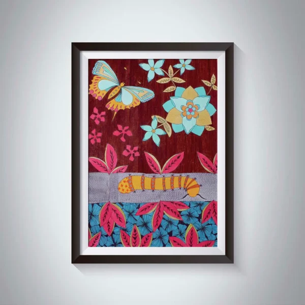 Pen & Ink Illustration Caterpillar Butterfly Metamorphosis Art Print