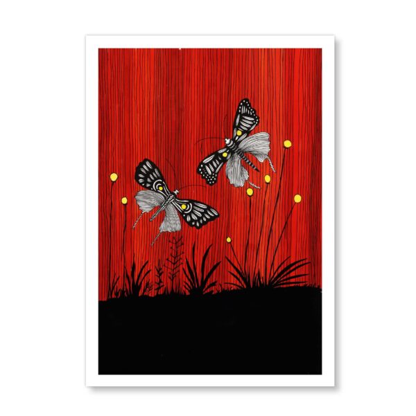 Pen & Ink Illustration Dragonfly - Butterfly Art Print Set of 2 - Image 3
