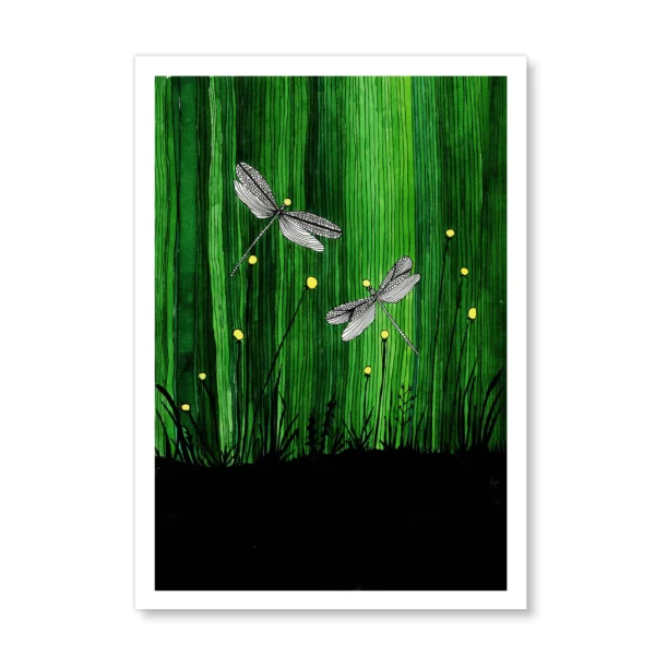 Pen & Ink Illustration Dragonfly - Butterfly Art Print Set of 2 - Image 8