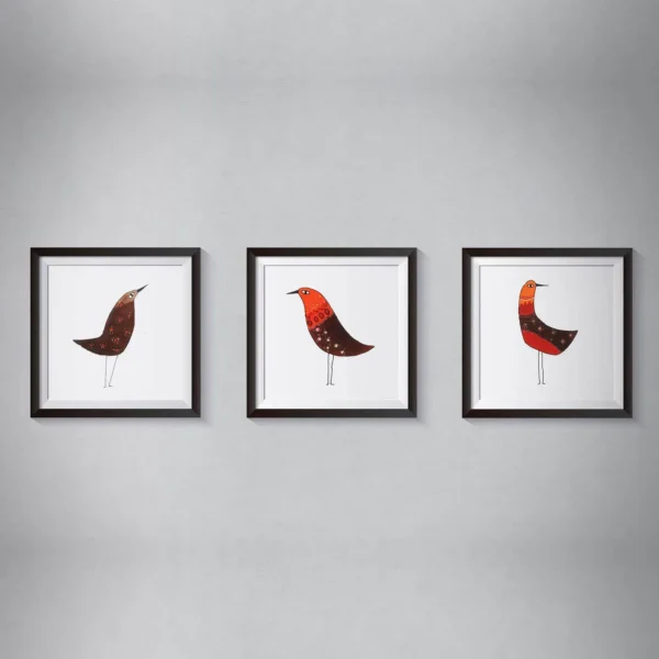 Pen & Ink Illustration Indian Bustard Art Print Set of 3