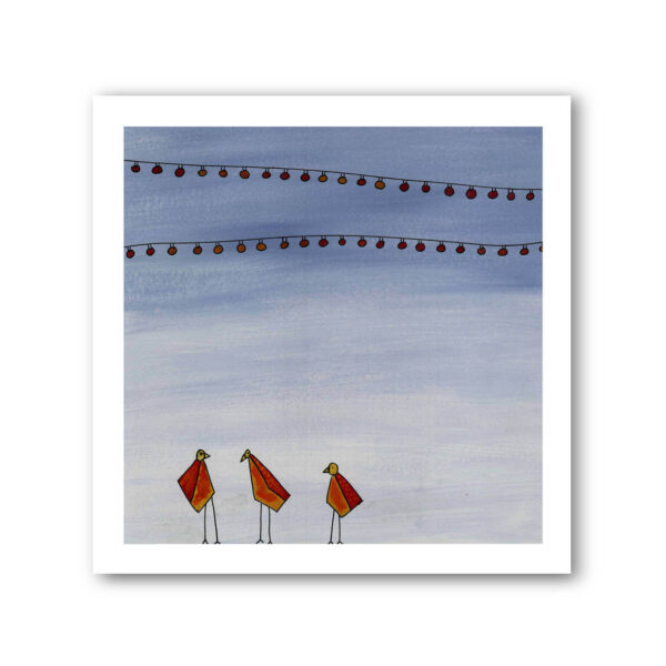 Pen and Ink Illustration Birds & String Lights Art Print - Image 3