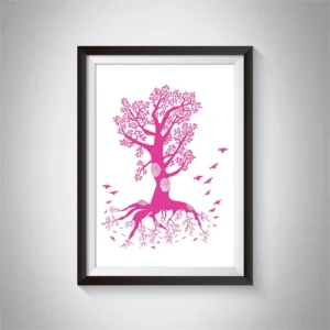Tree of Life - Pink Pen & Ink Illustration Art Print
