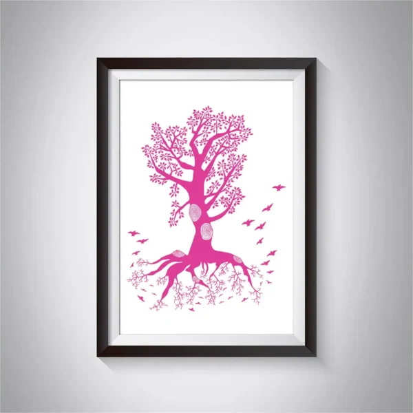 Tree of Life - Pink Pen & Ink Illustration Art Print